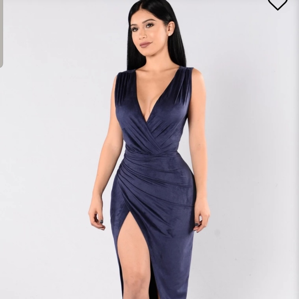 Fashion Nova Nature Made Dress in Navy
